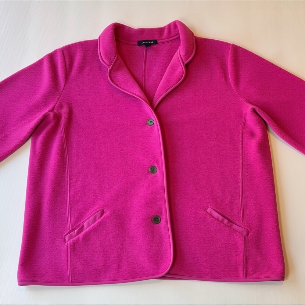 Lands’ End Pink Fleece Sweatshirt Cardigan Jacket. Size XL - Picture 1 of 5